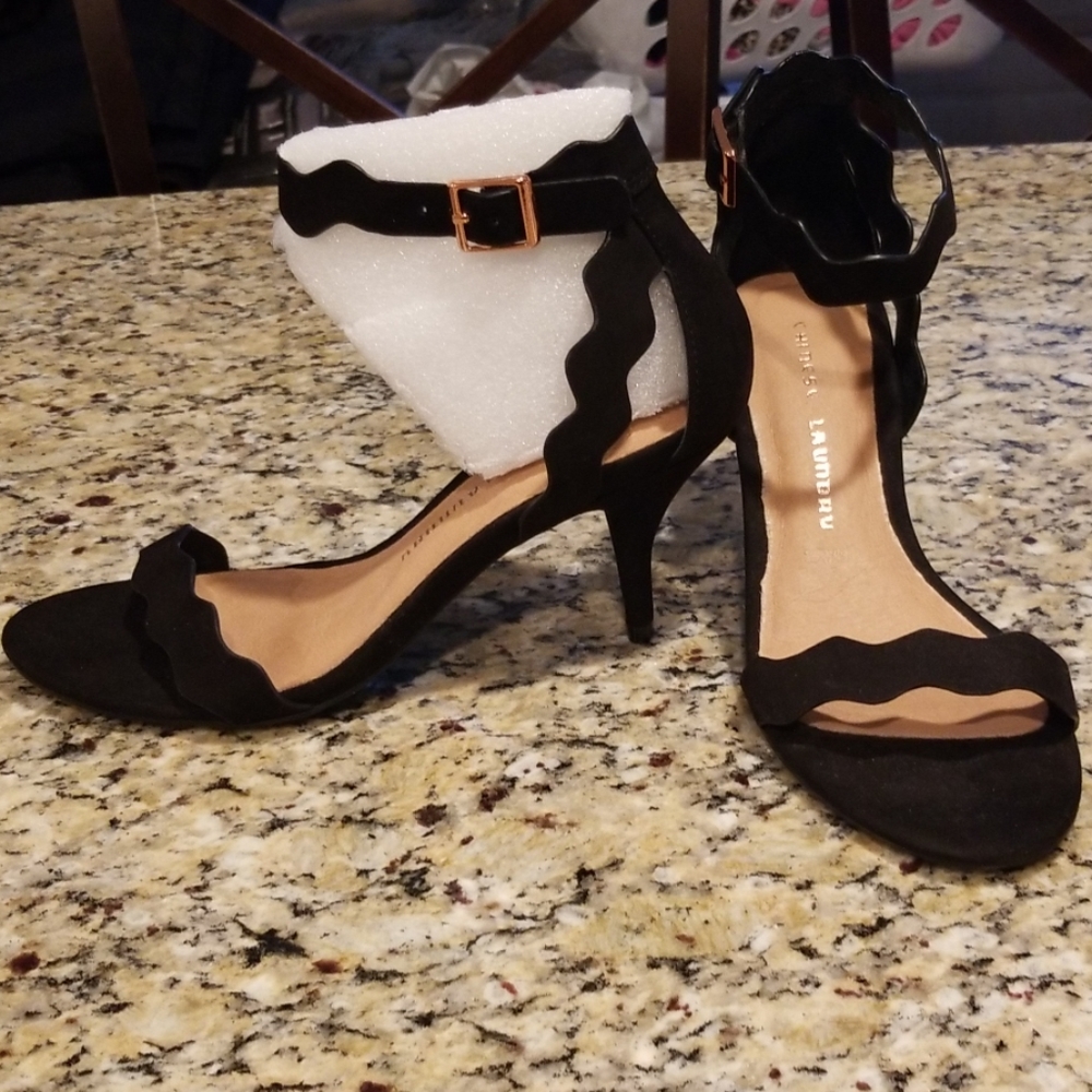 Never wored black suede sandals